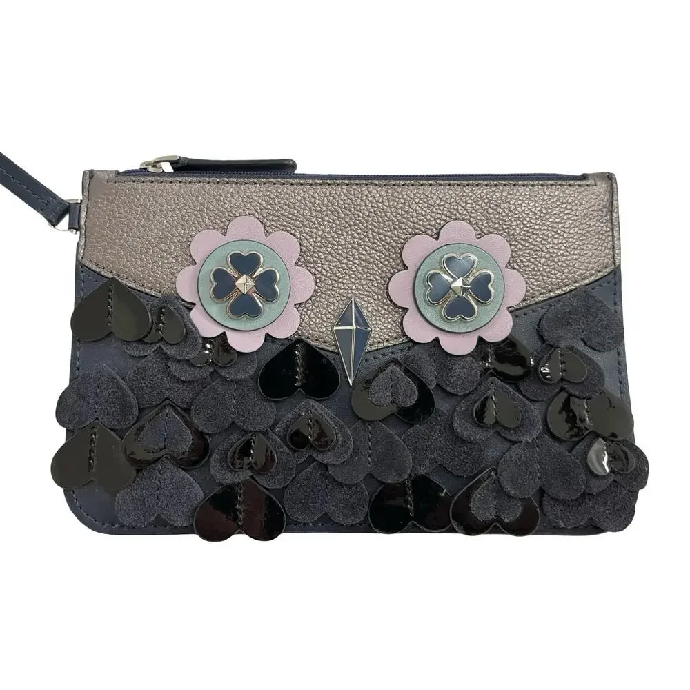 Kate Spade Zibbi Medium Leather‎ Tote Shoulder Bag & Owl Wristlet in Navy Blue